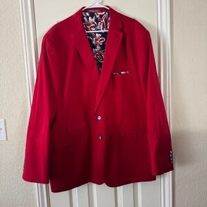 Paisley & Gray Red Blazer Jacket 54R – Bold Floral Lining, Modern Fit